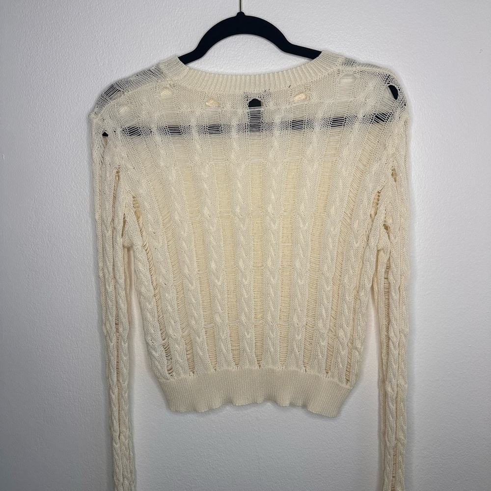 Forever 21 Cream Ribbed Crew Neck Sweater